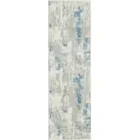 Photo of Ivory Gray And Blue Abstract Stain Resistant Area Rug