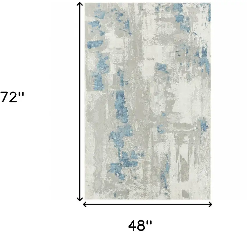 Ivory Gray And Blue Abstract Stain Resistant Area Rug Photo 8