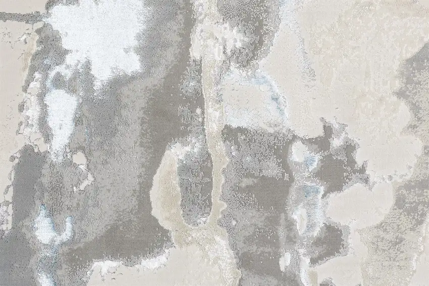 Ivory Gray And Blue Abstract Stain Resistant Area Rug Photo 5