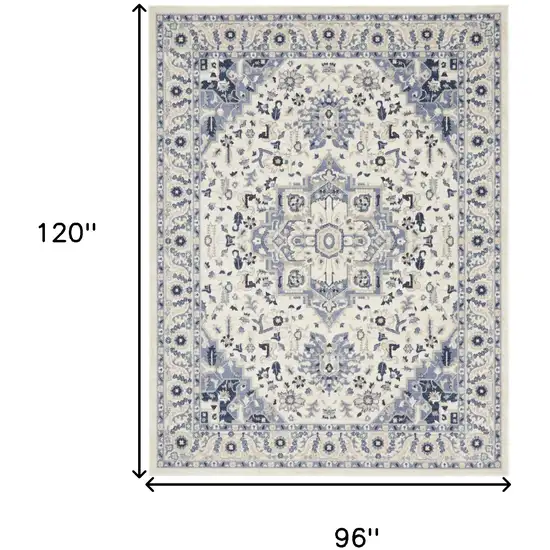 Ivory Gray And Blue Floral Area Rug Photo 3