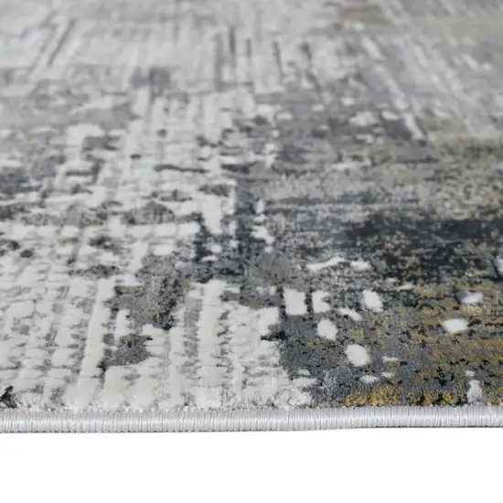 Ivory Gray And Brown Abstract Area Rug With Fringe Photo 9