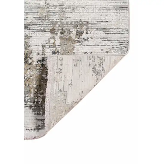 Ivory Gray And Brown Abstract Area Rug With Fringe Photo 5