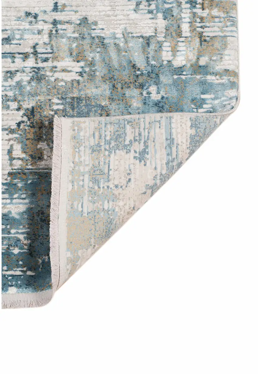 Ivory Gray And Brown Abstract Area Rug With Fringe Photo 6