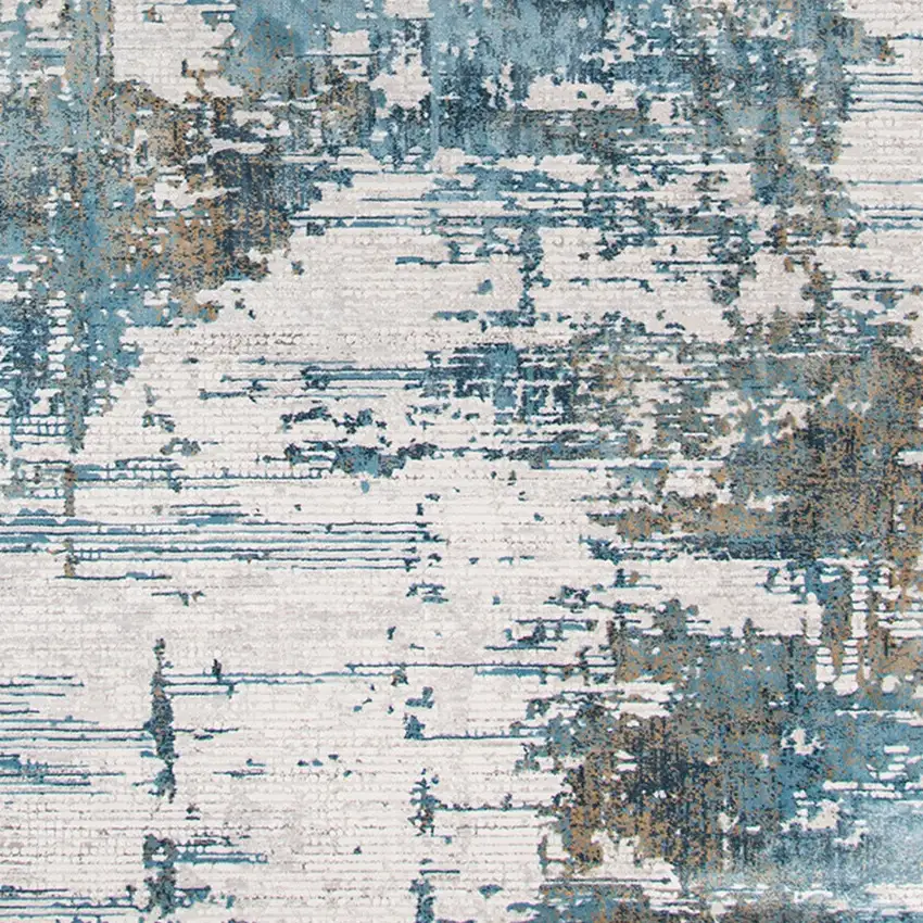 Ivory Gray And Brown Abstract Area Rug With Fringe Photo 8