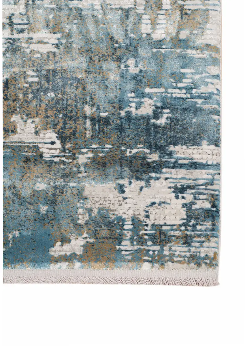 Ivory Gray And Brown Abstract Area Rug With Fringe Photo 5