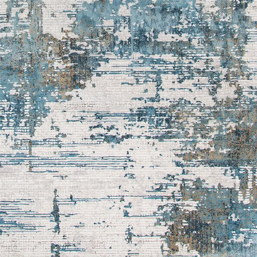 Ivory Gray And Brown Abstract Area Rug With Fringe Photo 9