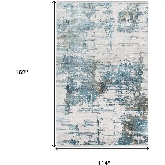 Ivory Gray And Brown Abstract Area Rug With Fringe Photo 3