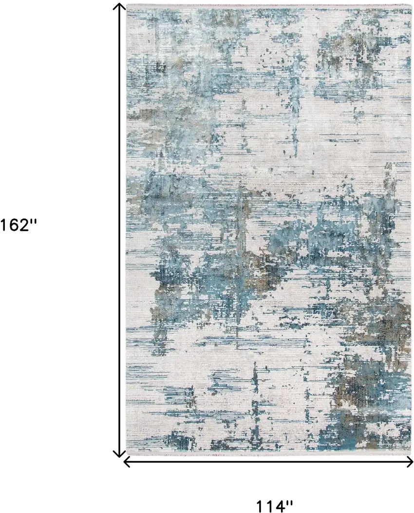 Ivory Gray And Brown Abstract Area Rug With Fringe Photo 3