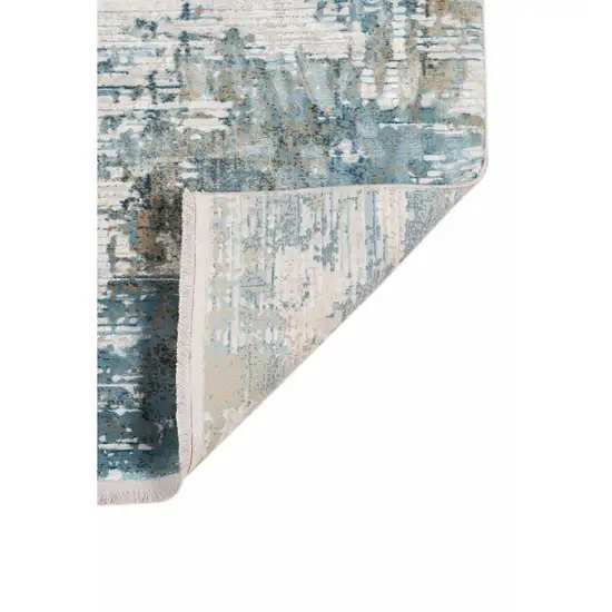 Ivory Gray And Brown Abstract Area Rug With Fringe Photo 5