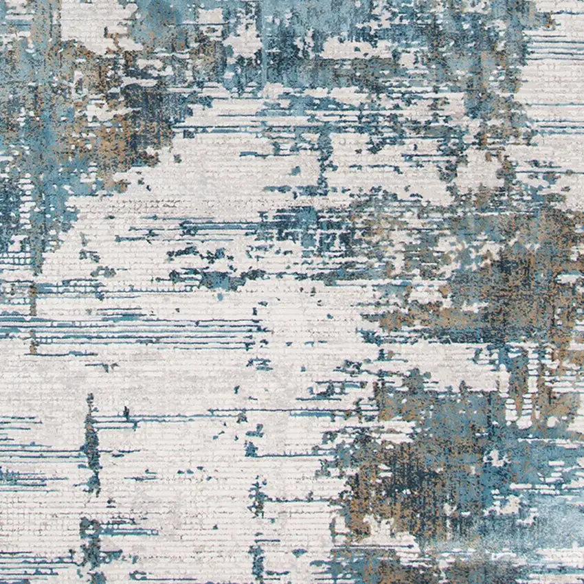 Ivory Gray And Brown Abstract Area Rug With Fringe Photo 7