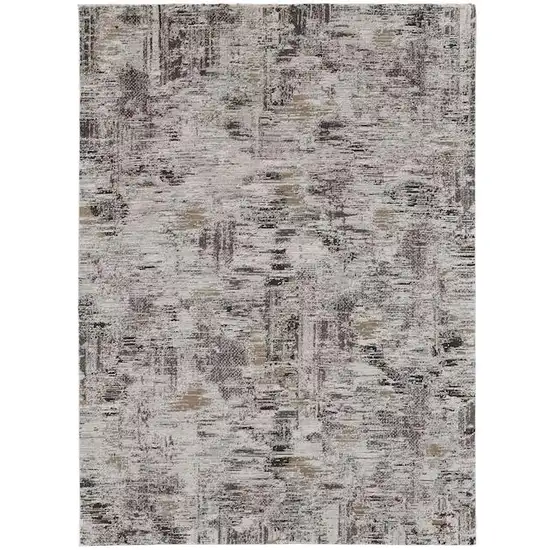 Gray Ivory And Brown Abstract Distressed Area Rug Photo 2