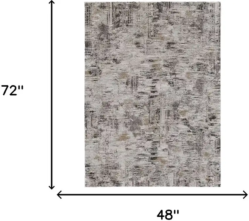 Gray and Ivory Abstract Power Loom Distressed Area Rug Photo 3