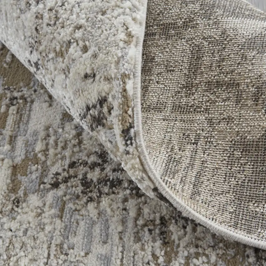 Gray Ivory And Brown Abstract Distressed Area Rug Photo 8