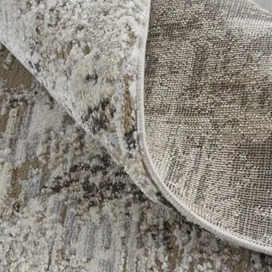 Gray Ivory And Brown Abstract Distressed Area Rug Photo 8