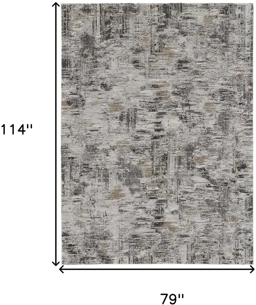 Ivory Gray And Brown Abstract Power Loom Distressed Stain Resistant Area Rug Photo 10