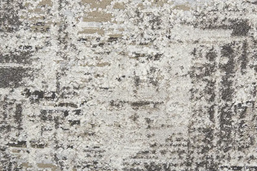 Ivory Gray And Brown Abstract Power Loom Distressed Stain Resistant Area Rug Photo 9