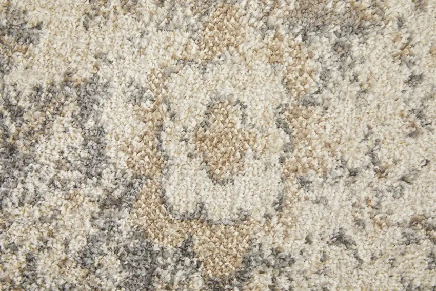 Ivory Gray And Brown Floral Power Loom Distressed Area Rug Photo 3