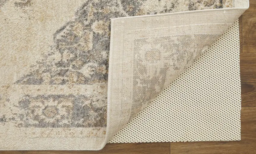 Ivory Gray And Brown Floral Power Loom Distressed Area Rug Photo 5