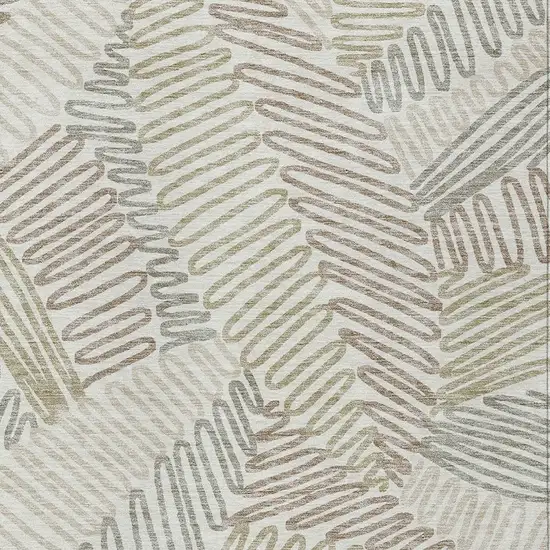 Ivory Gray And Brown Floral Washable Indoor Outdoor Area Rug Photo 6