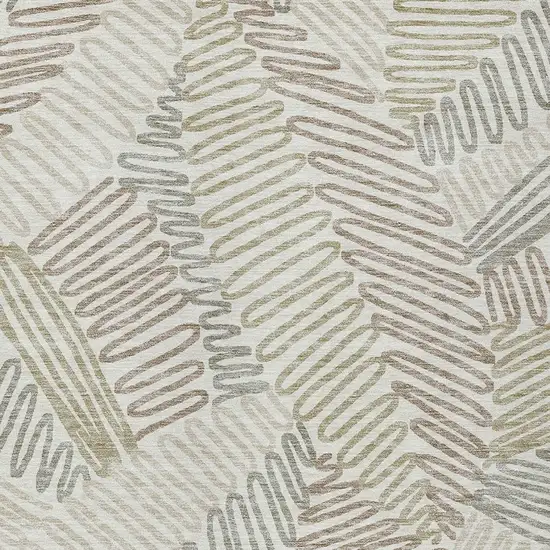 Ivory Gray And Brown Floral Washable Indoor Outdoor Area Rug Photo 6