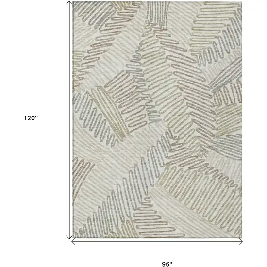 Ivory Gray And Brown Floral Washable Indoor Outdoor Area Rug Photo 3