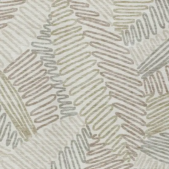 Ivory Gray And Brown Floral Washable Indoor Outdoor Area Rug Photo 4