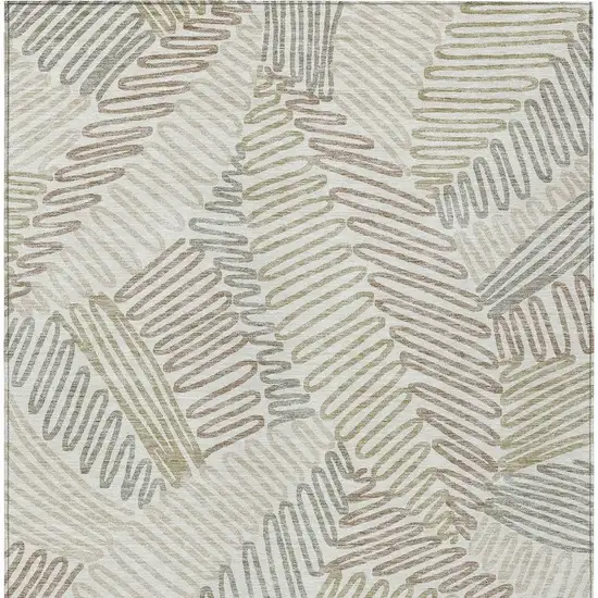 Ivory Gray And Brown Floral Washable Indoor Outdoor Area Rug Photo 5