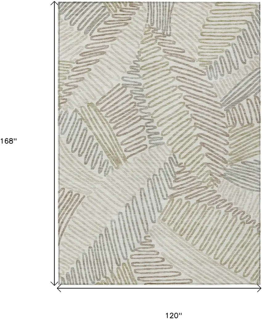 Ivory Gray And Brown Floral Washable Indoor Outdoor Area Rug Photo 3