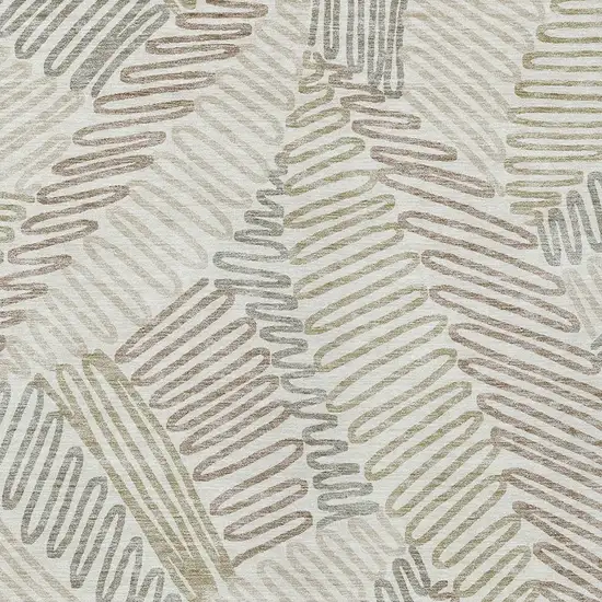 Ivory Gray And Brown Floral Washable Indoor Outdoor Area Rug Photo 6