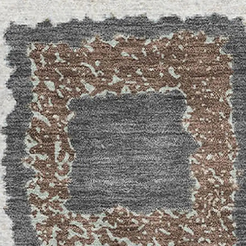 Ivory Gray And Brown Geometric Washable Area Rug With UV Protection Photo 3