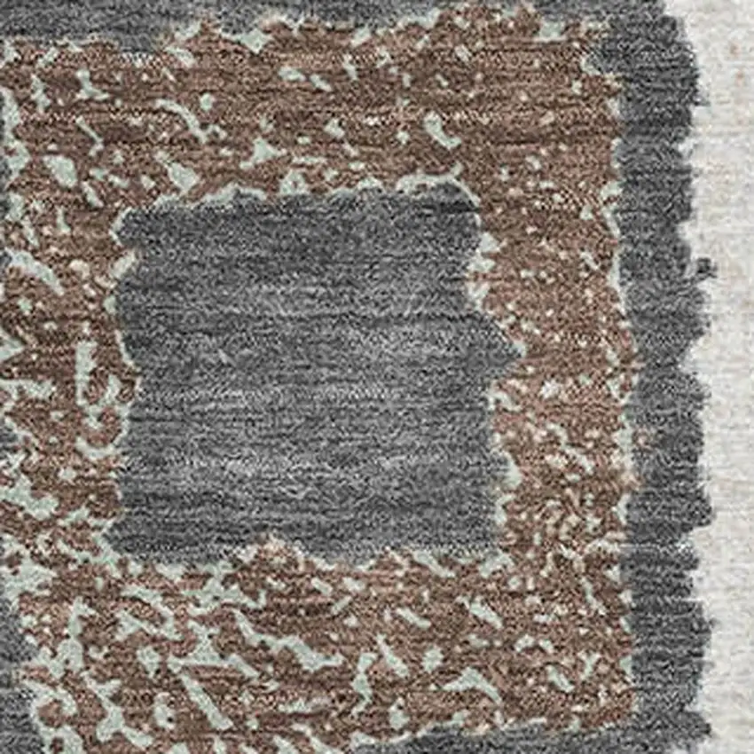 Ivory Gray And Brown Geometric Washable Area Rug With UV Protection Photo 3