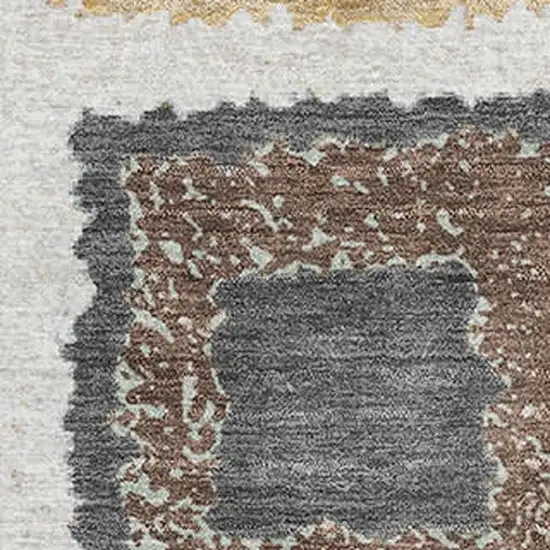 Ivory Gray And Brown Geometric Washable Area Rug With UV Protection Photo 3