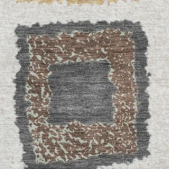 Ivory Gray And Brown Geometric Washable Area Rug With UV Protection Photo 4