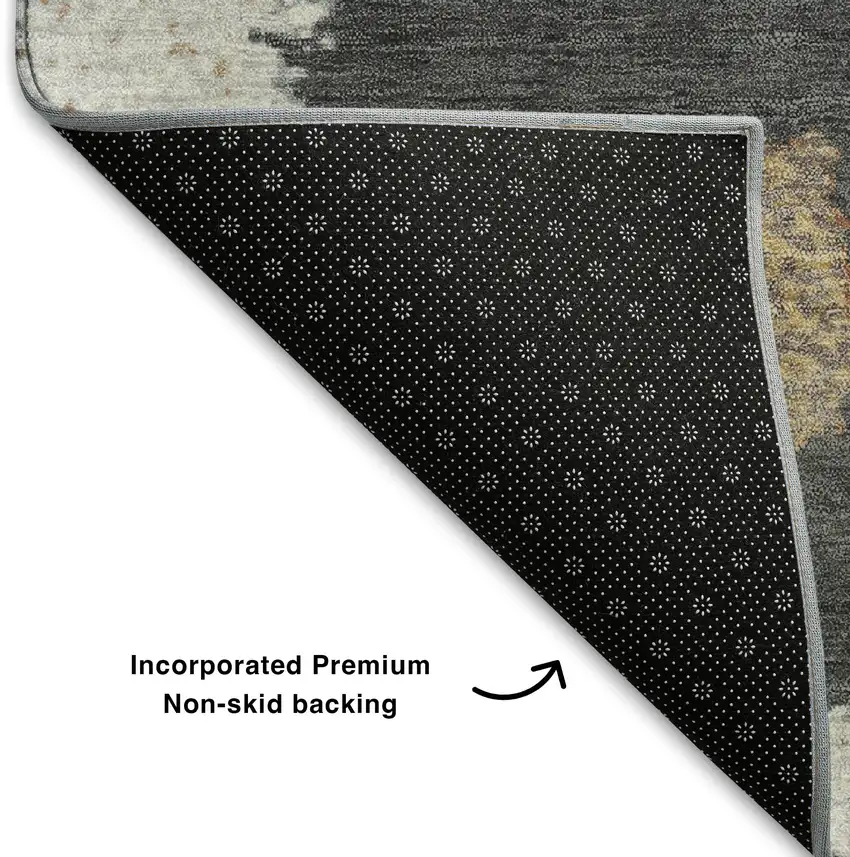 Ivory Gray And Brown Geometric Washable Area Rug With UV Protection Photo 7