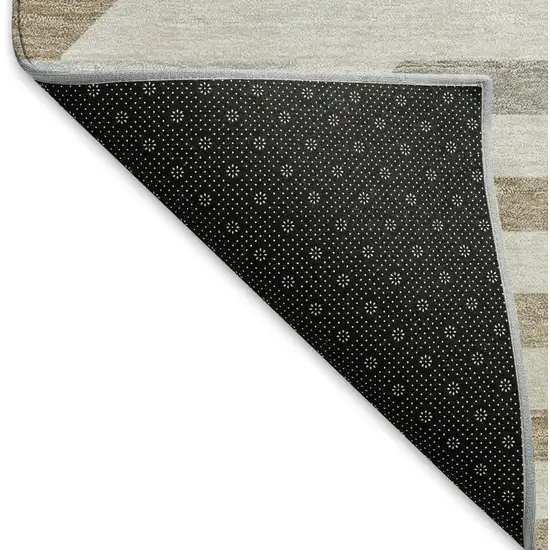 Ivory Gray And Brown Geometric Washable Indoor Outdoor Area Rug Photo 7