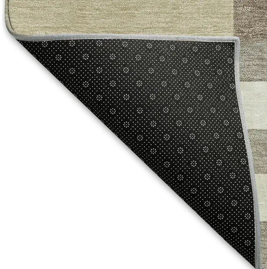 Ivory Gray And Brown Geometric Washable Indoor Outdoor Area Rug Photo 6