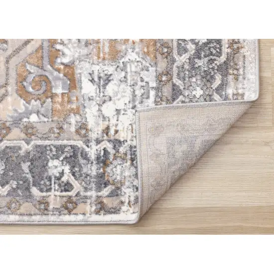 Ivory Gray And Brown Medallion Area Rug Photo 9