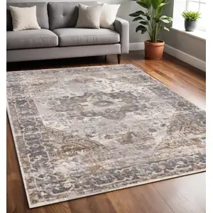 Photo of Ivory Gray And Brown Medallion Area Rug