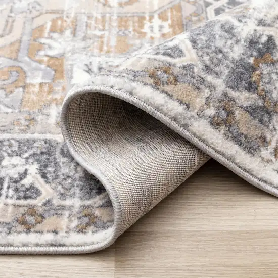 Ivory Gray And Brown Medallion Area Rug Photo 3