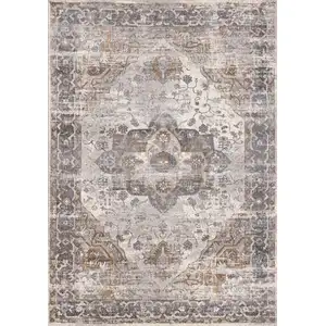 Photo of Ivory Gray And Brown Medallion Area Rug