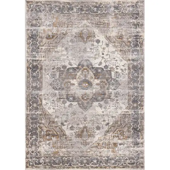 Ivory Gray And Brown Medallion Area Rug Photo 2