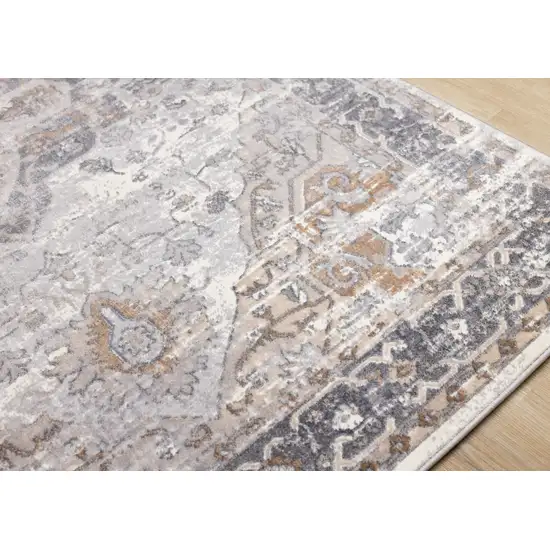 Ivory Gray And Brown Medallion Area Rug Photo 6