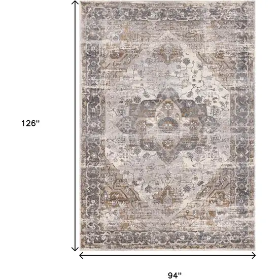 Ivory Gray And Brown Medallion Area Rug Photo 3