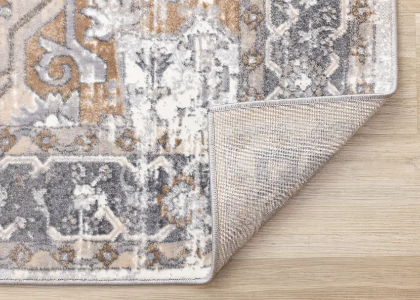 Ivory Gray And Brown Medallion Area Rug Photo 8