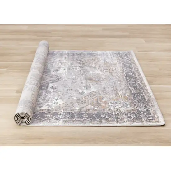 Ivory Gray And Brown Medallion Area Rug Photo 9