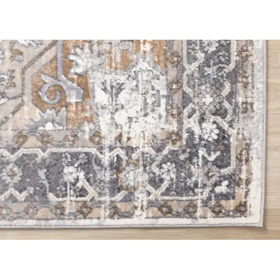 Ivory Gray And Brown Medallion Area Rug Photo 7