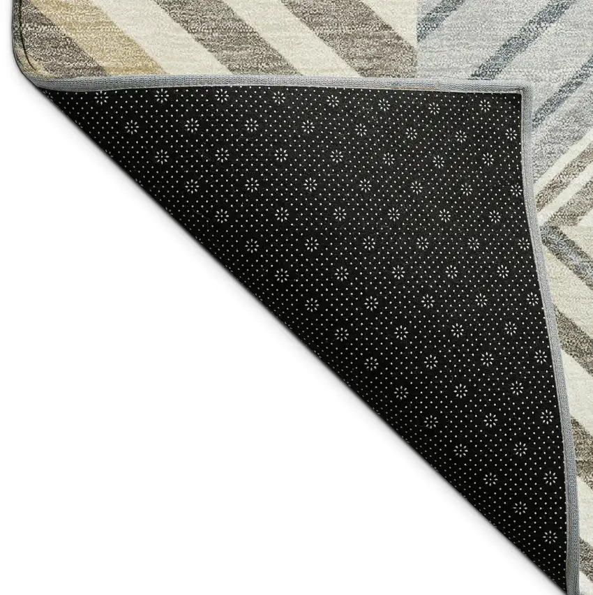 Ivory Gray And Brown Patchwork Washable Indoor Outdoor Area Rug Photo 9