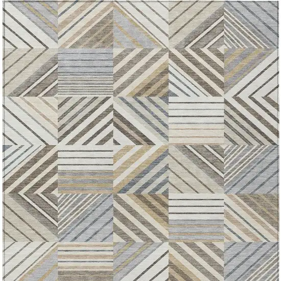 Ivory Gray And Brown Patchwork Washable Indoor Outdoor Area Rug Photo 3