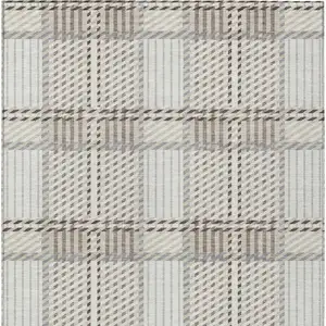 Photo of Ivory Gray And Brown Plaid Washable Indoor Outdoor Area Rug