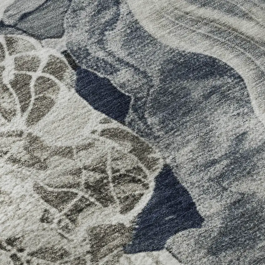 Ivory Gray And Charcoal Abstract Washable Area Rug With UV Protection Photo 9